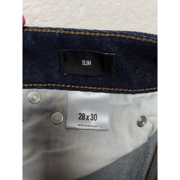 Express Selvedge Denim Men's W28 L30 Buttonfly Slim Fit Dark Blue Jeans - Picture 6 of 16